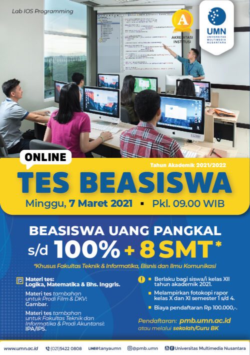 Tes Beasiswa Online 7 Maret 2021 | Universitas Multimedia ...