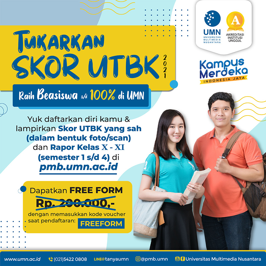 Tukarkan Skor UTBK Raih Beasiswa 100% | Universitas Multimedia Nusantara