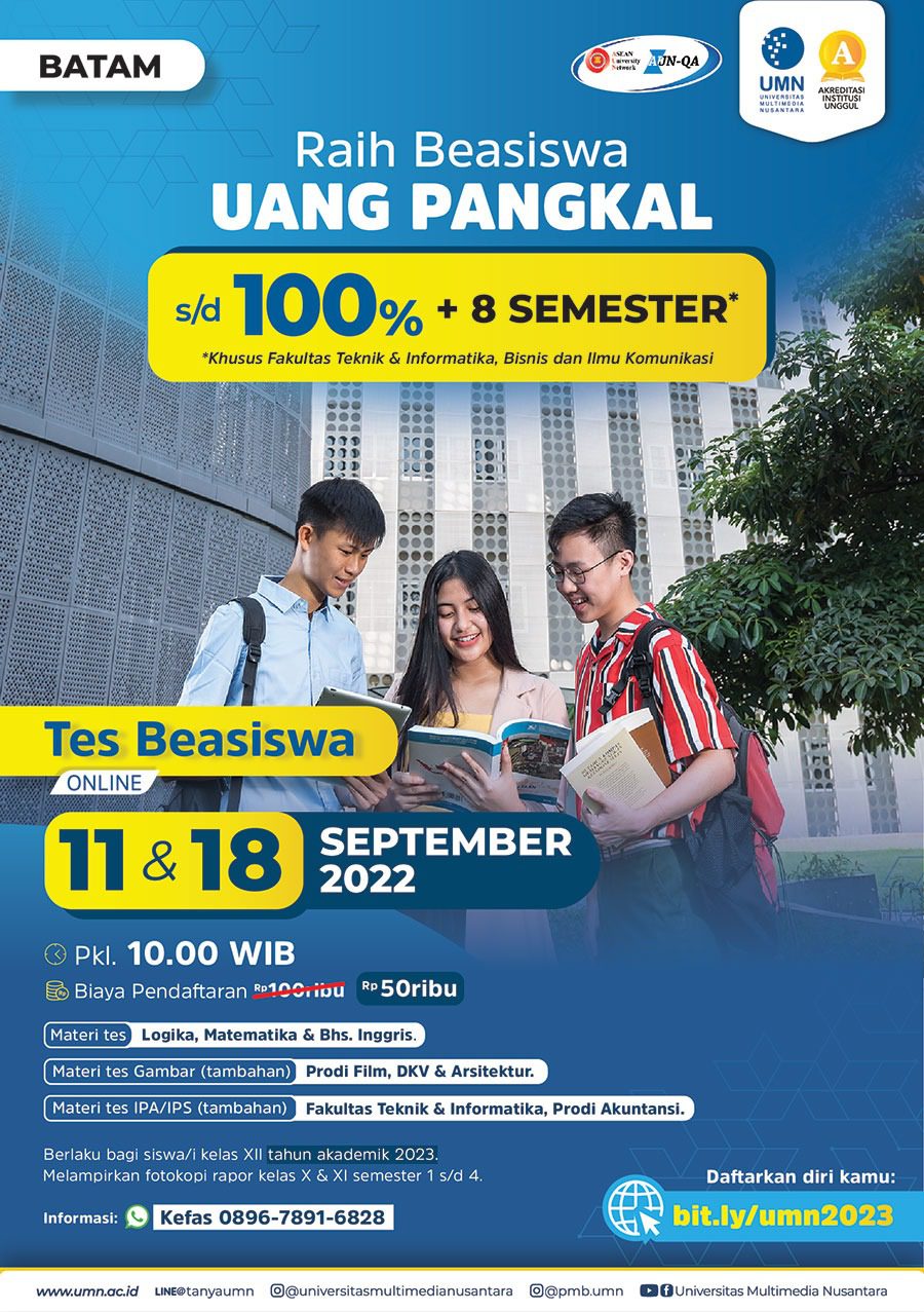 Tes Beasiswa Online – 11 & 18 September 2022 | Universitas Multimedia