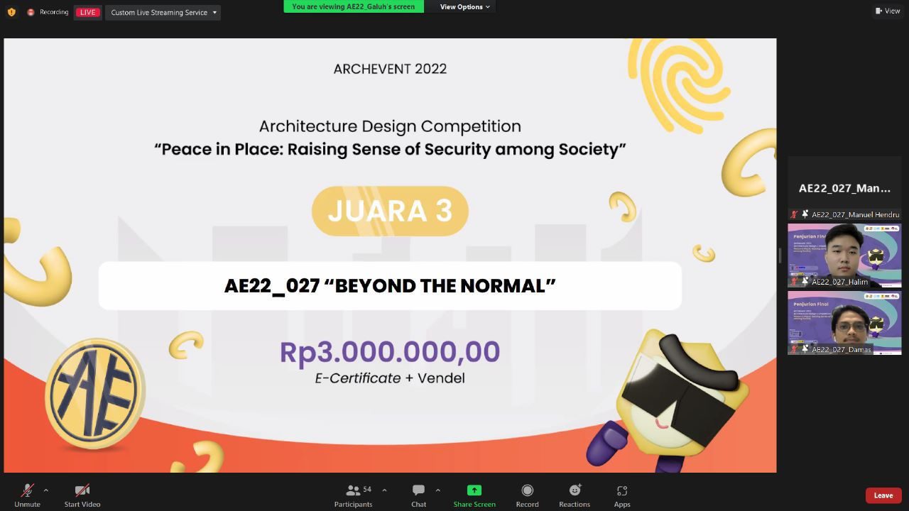 Bravo! Dua Mahasiswa Arsitektur UMN Menang Sayembara Nasional Architecture Design Competition 2022
