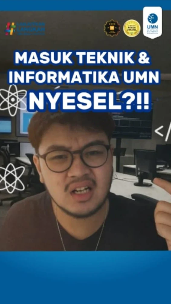 Udah dibilangin masuk Teknik & Informatika UMN, eh ini bocah masih aja ga mau...

Padahal labnya udah kayak surga buat anak tech 
PC gacor💻⚡, suasana adem ❄, orang-orangnya asik ☕👾

Ngoding disini tuh bukan cuman sekadar ngerjain tugas aja.. 
Ini tempatnya membangun karya, relasi, dan mimpi menuju masa depan bareng anak-anak 🚀

Masih mikir dua kali? Mending mikir pake VS Code di lab Fakultas Teknik UMN 🧠💡

Yuk, melangkah bersama mengawali masa depanmu yang gemilang dengan bergabung di UMN, sekarang!👣👇

——— 

Instagram: @universitasmultimedianusantara
TikTok: @join.umn
Youtube: Universitas Multimedia Nusantara
Informasi & Pendaftaran kunjungi www.umn.ac.id 

#FakultasTeknikUMN #PCGacor #LabTeknik #AnakTeknik #UMNVibes #NgodingSantuy #UniversitasMultimediaNusantara #SahabatUMN #LifeAtUMN