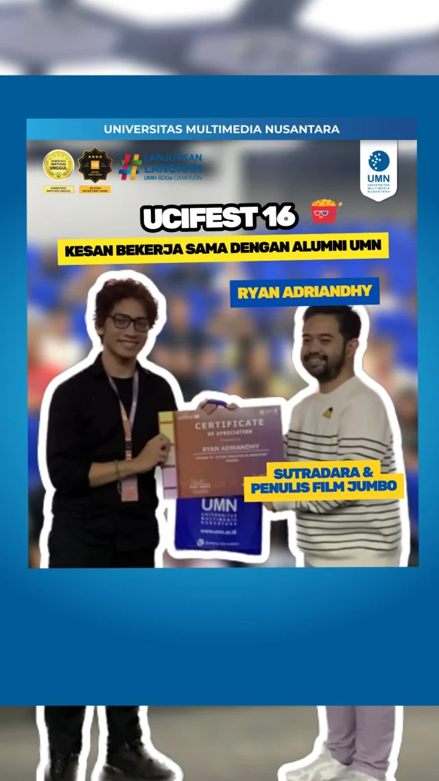 Penutupan UCIFEST 16 yang seru!!!

Sesi terakhir bareng kak Ryan Adriandhy, sutradara & penulis film JUMBO 🎬✨ buat kita makin paham tentang acting character in animation! 

Banyak banget insight baru dan tips keren buat Sahabat UMN yang mau jadi animator, storyteller, atau sekadar penikmat animasi 🤩🎥

Yuk, kenalan lebih jauh sama fakultas dan program studi pilihanmu di UMN. See you, Sahabat UMN!🙌✨

——— 

Instagram: @universitasmultimedianusantara
TikTok: @join.umn
Youtube: Universitas Multimedia Nusantara
Informasi & Pendaftaran: www.umn.ac.id 
Whatsapp: +62 888 729 730

#UCIFEST16#SahabatUMN#UniversitasMultimediaNusantara#LanjutkanLangkah#UMN#RyanAdriandhy#FilmJUMBO#AnimasiIndonesia#FilmAnimasiUMN